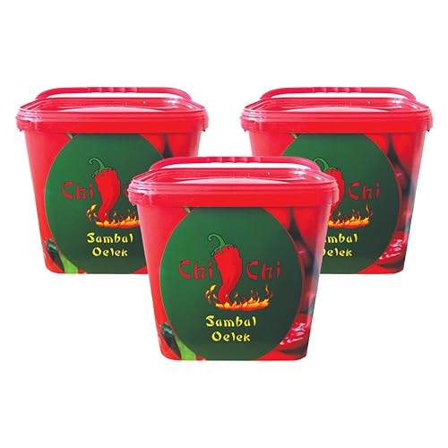 SAMBAL OELEK 3x 10KG EIMER | Chili Paste | Würzpaste feurig | scharf | hot | von CHI-CHI | aus roten Pfefferschoten - Pfefferonen | für asiatische Fleisch-und Geflügelgerichte von Sucelos