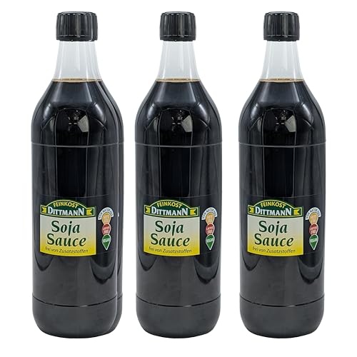 SOJA SAUCE 3x 1L PET-Flasche | Soja-Soße | soy sauce | von FEINKOST DITTMAN | natürliche Zutaten | für die heimische und asiatische Küche von Sucelos