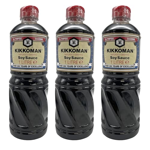 SOJA SAUCE 3x 1L Plastikflasche | Soja-Soße | soy sauce | von KIKKOMAN | aus 4 natürlichen Zutaten | authentisch japanisch von Sucelos