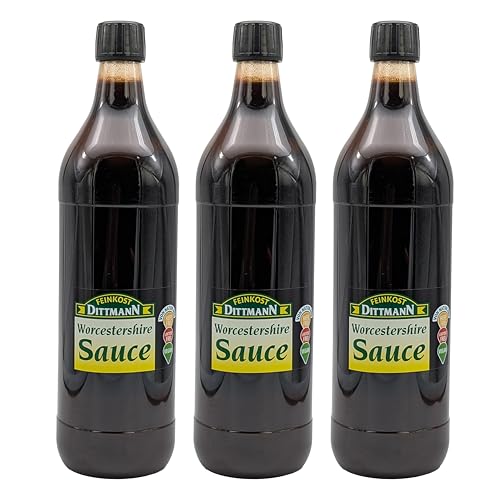 WORCESTERSHIRE SAUCE 3x 1L PET-Flasche | salsa perrins | salsa inglesa | von FEINKOST DITTMAN | natürliche Zutaten | Soja-Sauce Alternative von Sucelos