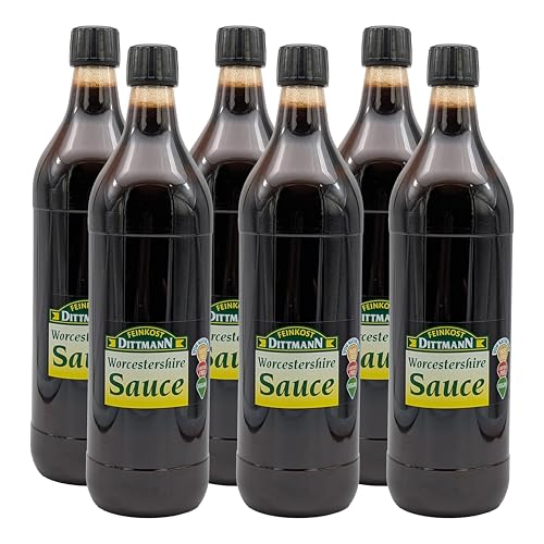 WORCESTERSHIRE SAUCE 6x 1L PET-Flasche | salsa perrins | salsa inglesa | von FEINKOST DITTMAN | natürliche Zutaten | Soja-Sauce Alternative von Sucelos