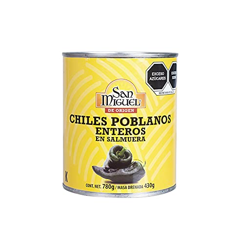 Ganze Poblano Chilis in Salzlake, Mexiko, Dose 780g, Abtropfgewicht 430g - Chiles Poblanos Enteros en Salmuera SAN MIGUEL von Sucos