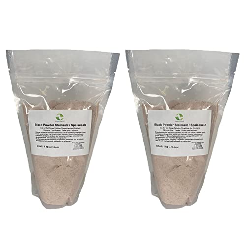 SudoreWell® 2 x Black Powder Steinsalz Speisesalz aus der Salt Range Pakistan - 100% natürliches Kristallsalz Körnung: Fine/Powder, 1,0 kg von SudoreWell