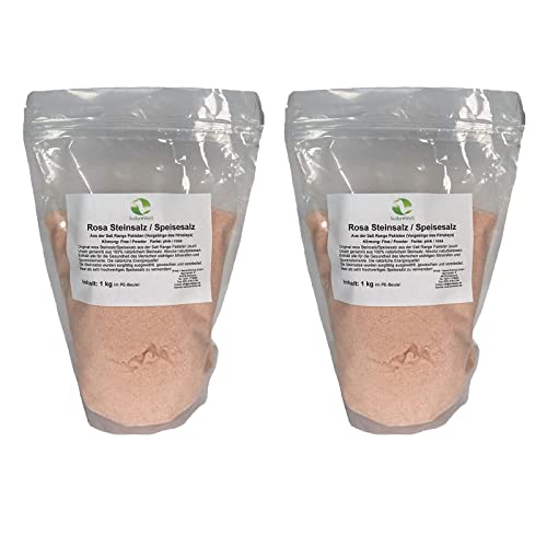 SudoreWell® 2 x Rosa Steinsalz Speisesalz aus der Salt Range Pakistan - 100% natürliches Kristallsalz Körnung: Fine/Powder, 1,0 kg von SudoreWell