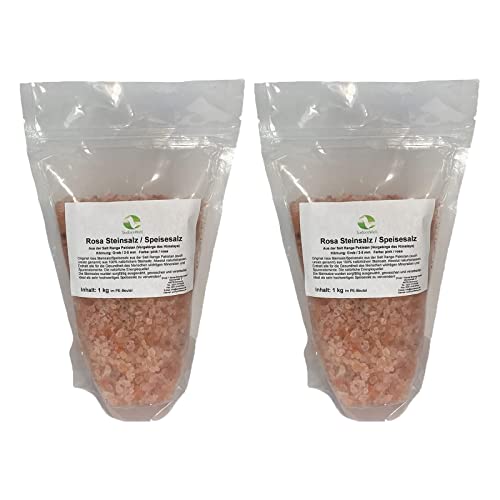 SudoreWell® 2 x Rosa Steinsalz Speisesalz aus der Salt Range Pakistan - 100% natürliches Kristallsalz Körnung: Grob 2-5 mm, 1,0 kg von SudoreWell