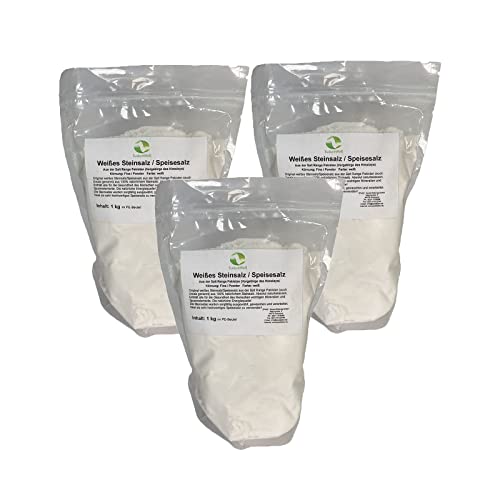 SudoreWell® 3 x Weißes Steinsalz Speisesalz aus der Salt Range Pakistan - 100% natürliches Kristallsalz Körnung: Fine/Powder, 1,0 kg von SudoreWell