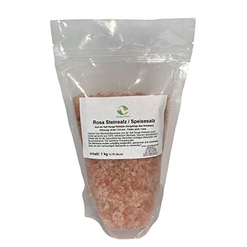 SudoreWell® Rosa Steinsalz Speisesalz aus der Salt Range Pakistan - 100% natürliches Kristallsalz Körnung: Grob 2-5 mm, 1,0 kg von SudoreWell