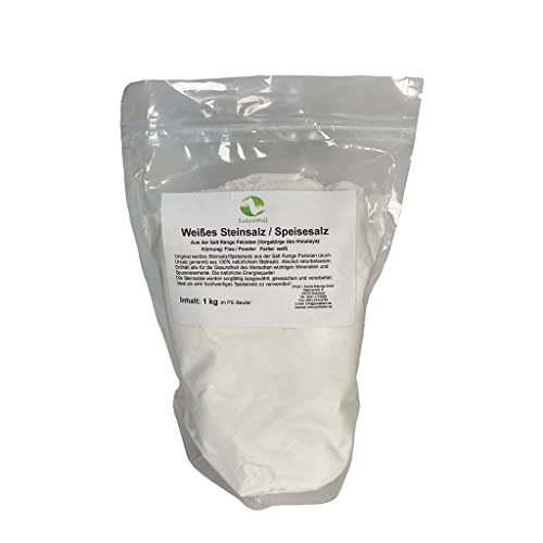 SudoreWell® Weißes Steinsalz Speisesalz aus der Salt Range Pakistan - 100% natürliches Kristallsalz Körnung: Fine/Powder, 1,0 kg von SudoreWell