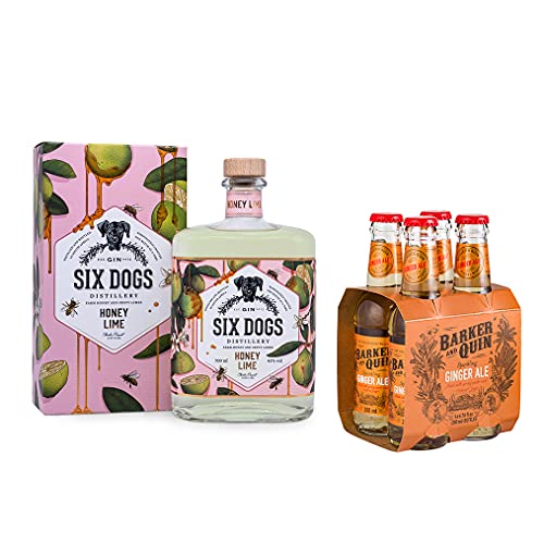 Six Dogs - Honey & Lime - Gin aus Südafrika/Wacholder & Honig & Limette/spritzig mit Schmelz / 43% Vol / (Einweg Flaschen Preis incl. 1,00 € / 4 x 0,25€ DPG Einwegpfand)(Ginger Bundle) von Inverroche