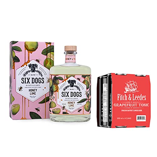 Six Dogs - Honey & Lime - Gin aus Südafrika/Wacholder & Honig & Limette/spritzig mit Schmelz / 43% Vol / (Einweg Flaschen Preis incl. 1,00 € / 4 x 0,25€ DPG Einwegpfand)(Tonic Bundle 2) von Inverroche