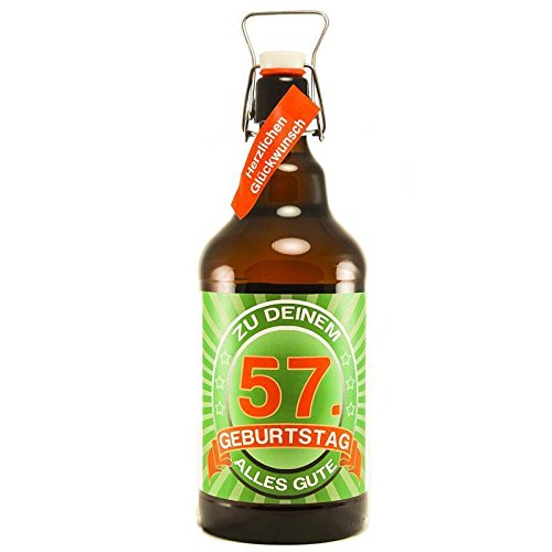 Bier Geschenk zum 57.Geburtstag Geburtstagsgeschenk siebenundfünfzigster Geburtstag XXL 2 Liter Riesenbierflasche zum 57. Geburtstag von SünGross