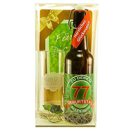 Bier Geschenk zum 77.Geburtstag Geburtstagsgeschenk siebenundsiebzigster Geburtstag Bier Geschenkset zum 77. Geburtstag von SünGross