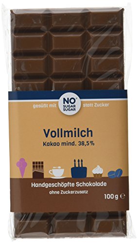 NO SUGAR SUGAR Vollmilch Schokolade ohne Zuckerzusatz handgeschöpft hergestellt in Deutschland gesüßt mit Erythrit & Stevia für perfekten Geschmack, 11 x 100 g von Sugar