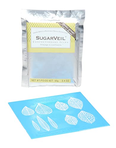 SugarVeil Blattaufsatzmatte mit weißem SugarVeil Zuckerguss von SugarVeil