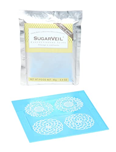SugarVeil Blumendekoration mit weißem SugarVeil Zuckerguss. von SugarVeil