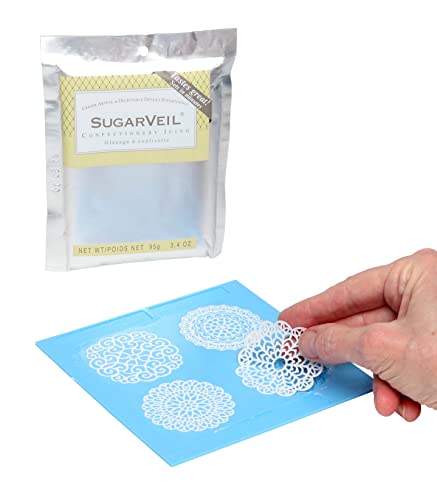 SugarVeil Medaillon-Topper-Matte mit weißem SugarVeil Zuckerguss von SugarVeil