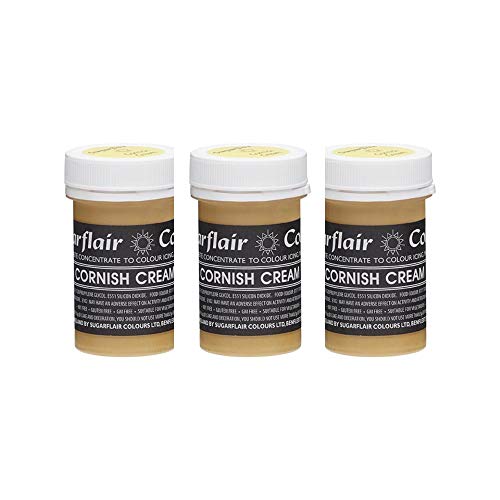 3 x Sugarflair CORNISH CREAM Pastel Edible Food Colour Paste for Cake Icing 25g von Sugarflair Colours