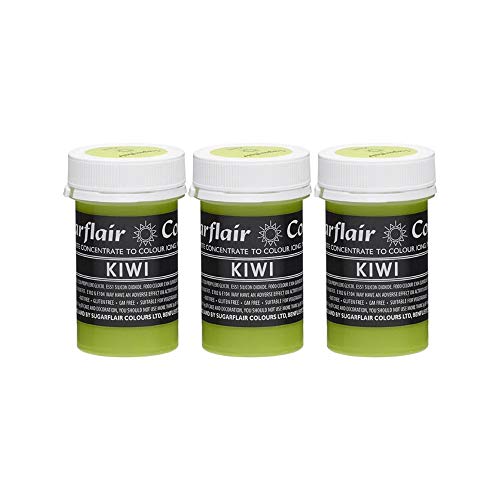 3 x Sugarflair KIWI Green Pastel Edible Food Colouring Paste for Cake Icing 25g von Sugarflair Colours