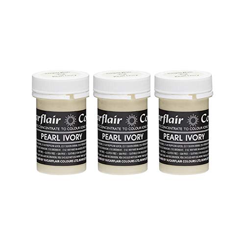 3 x Sugarflair PEARL IVORY Pastel Edible Food Colouring Paste for Cake Icing 25g von Sugarflair Colours