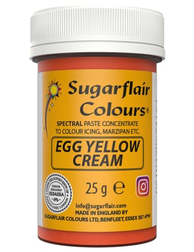 Sugarflair Lebensmittelfarbe Pasta Eigelb/Creme, Pasta Lebensmittel Farbe für Fondant und Marzipan, Spectral Concentrated Paste Colours - 25g von Sugarflair Colours