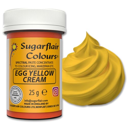 Sugarflair Lebensmittelfarbe Pasta Egg Yellow/Cream, Pasta Lebensmittel Farbe für Fondant und Marzipan, Spectral Concentrated Paste Colours - 25g von Sugarflair Colours