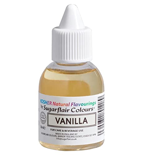 Sugarflair 100 % Natürliches Lebensmittelaroma Vanilla, Koscher-Zertifiziert, Food Flavour Drops Rein natürliches Aroma, Intensives Aromatropfen, 100% Natural Flavour - 30 ml von Sugarflair Colours