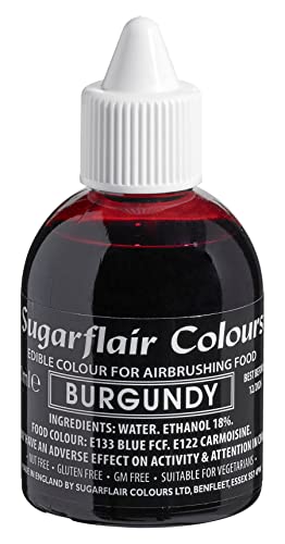 Sugarflair Airbrush Colouring Lebensmittelfarbe Burgundy - Essbare Lebensmittel Farbe Flüssig, Airbrush-Farbe für Kuchen, Cupcakes, Zuckerguss und Kuchendekorationen - 60ml von Sugarflair Colours