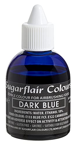 Sugarflair Airbrush Colouring Lebensmittelfarbe Dark Blue - Essbare Lebensmittel Farbe Flüssig, Airbrush-Farbe für Kuchen, Cupcakes, Zuckerguss und Kuchendekorationen - 60ml von Sugarflair Colours