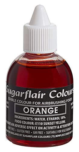 Sugarflair Airbrush Colouring Lebensmittelfarbe Orange - Essbare Lebensmittel Farbe Flüssig, Airbrush-Farbe für Kuchen, Cupcakes, Zuckerguss und Kuchendekorationen - 60ml von Sugarflair Colours