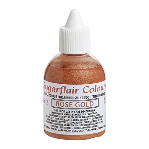 Sugarflair Airbrush Colouring Lebensmittelfarbe Rose Gold - Essbare Lebensmittel Farbe Flüssig, Airbrush-Farbe für Kuchen, Cupcakes, Zuckerguss und Kuchendekorationen - 60ml von Sugarflair Colours