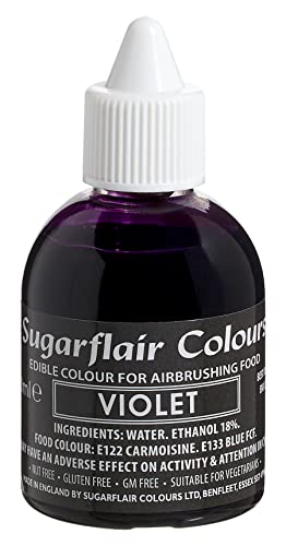 Sugarflair Airbrush Colouring Lebensmittelfarbe Violet - Essbare Lebensmittel Farbe Flüssig, Airbrush-Farbe für Kuchen, Cupcakes, Zuckerguss und Kuchendekorationen - 60ml von Sugarflair Colours