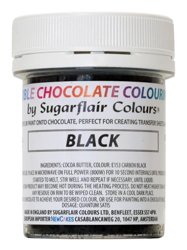 Sugarflair Black Chocolate Colouring - Farbige Kakaobutter zum Färben von Schokolade oder zum direkten Malen auf Schokolade, Transferblätter oder Formen - 35g von Sugarflair Colours