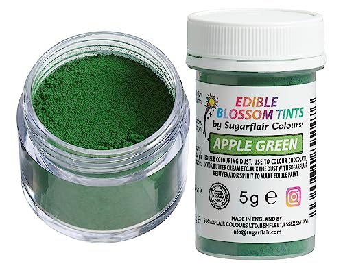 Sugarflair Blossom Tint Dust Lebensmittelfarbe Pulver Apple Green - Lebensmittel Farbe Pulver für Kuchenoberflächen, Zuckerpaste, Fondant, Zuckerguss, Schokolade, Buttercreme, Macarons und mehr - 5g von Sugarflair Colours