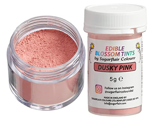 Sugarflair Blossom Tint Dust Lebensmittelfarbe Pulver Dusky Pink - Lebensmittel Farbe Pulver für Kuchenoberflächen, Zuckerpaste, Fondant, Zuckerguss, Schokolade, Buttercreme, Macarons und mehr-5g von Sugarflair Colours