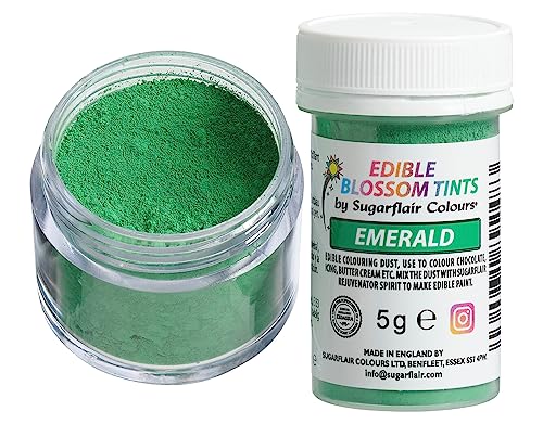 Sugarflair Blossom Tint Dust Lebensmittelfarbe Pulver Emerald - Lebensmittel Farbe Pulver für Kuchenoberflächen, Zuckerpaste, Fondant, Zuckerguss, Schokolade, Buttercreme, Macarons und mehr - 5g von Sugarflair Colours