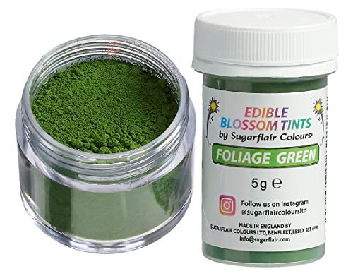 Sugarflair Blossom Tint Dust Lebensmittelfarbe Pulver Foliage Green - Lebensmittel Farbe Pulver für Kuchenoberflächen, Zuckerpaste, Fondant, Zuckerguss, Schokolade, Buttercreme, Macarons und mehr - 5g von Sugarflair Colours