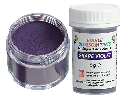 Sugarflair Blossom Tint Dust Lebensmittelfarbe Pulver Grape Violet - Lebensmittel Farbe Pulver für Kuchenoberflächen, Zuckerpaste, Fondant, Zuckerguss, Schokolade, Buttercreme, Macarons und mehr - 5g von Sugarflair Colours