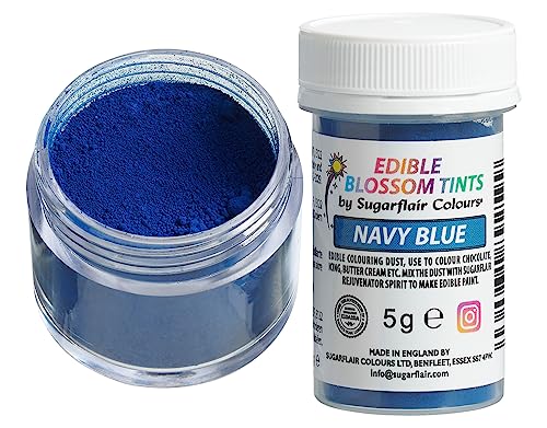 Sugarflair Blossom Tint Dust Lebensmittelfarbe Pulver Navy Blue - Lebensmittel Farbe Pulver für Kuchenoberflächen, Zuckerpaste, Fondant, Zuckerguss, Schokolade, Buttercreme, Macarons und mehr - 5g von Sugarflair Colours