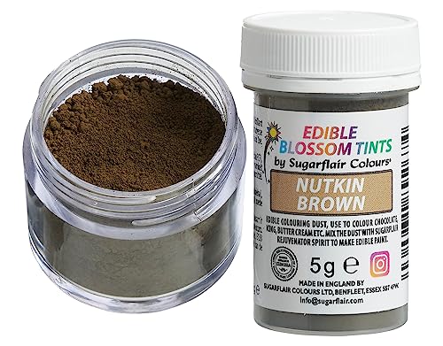 Sugarflair Blossom Tint Dust Lebensmittelfarbe Pulver Nutkin Brown -Lebensmittel Farbe Pulver für Kuchenoberflächen, Zuckerpaste, Fondant, Zuckerguss, Schokolade, Buttercreme, Macarons und mehr-5g von Sugarflair Colours