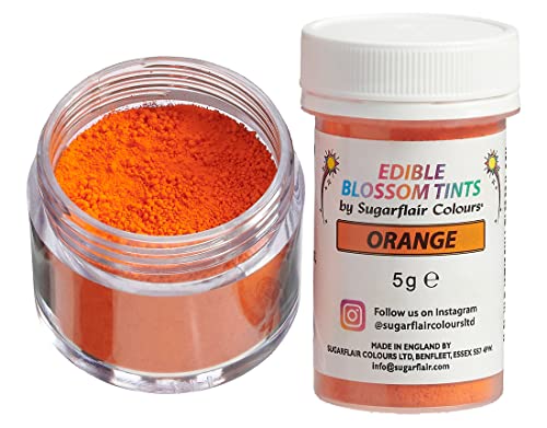 Sugarflair Blossom Tint Dust Lebensmittelfarbe Pulver Orange - Lebensmittel Farbe Pulver für Kuchenoberflächen, Zuckerpaste, Fondant, Zuckerguss, Schokolade, Buttercreme, Macarons und mehr - 5g von Sugarflair Colours