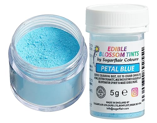 Sugarflair Blossom Tint Dust Lebensmittelfarbe Pulver Petal Blue - Lebensmittel Farbe Pulver für Kuchenoberflächen, Zuckerpaste, Fondant, Zuckerguss, Schokolade, Buttercreme, Macarons und mehr - 5g von Sugarflair Colours