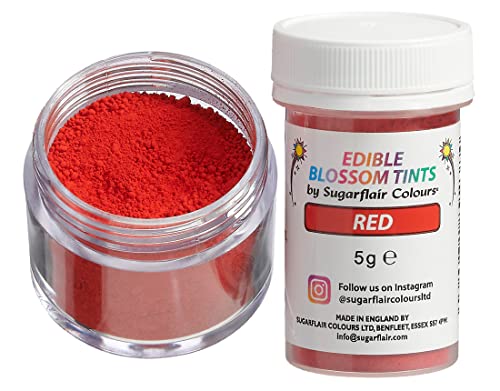 Sugarflair Blossom Tint Dust Lebensmittelfarbe Pulver Red - Lebensmittel Farbe Pulver für Kuchenoberflächen, Zuckerpaste, Fondant, Zuckerguss, Schokolade, Buttercreme, Macarons und mehr - 5g von Sugarflair Colours