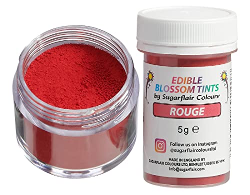 Sugarflair Blossom Tint Dust Lebensmittelfarbe Pulver Red - Lebensmittel Farbe Pulver für Kuchenoberflächen, Zuckerpaste, Fondant, Zuckerguss, Schokolade, Buttercreme, Macarons und mehr - 5g von Sugarflair Colours