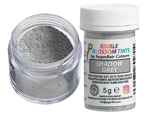 Sugarflair Blossom Tint Dust Lebensmittelfarbe Pulver Shadow Grey - Lebensmittel Farbe Pulver für Kuchenoberflächen, Zuckerpaste, Fondant, Zuckerguss, Schokolade, Buttercreme, Macarons und mehr - 5g von Sugarflair Colours