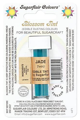 Sugarflair Blossom Tint Dusting Lebensmittelfarbe Pulver Jade - Lebensmittel Farbe Pulver zur Dekorationen Farbzuckerpaste, Fondant, Zuckerguss, Schokolade, Buttercreme, Macarons - 7ml von Sugarflair Colours