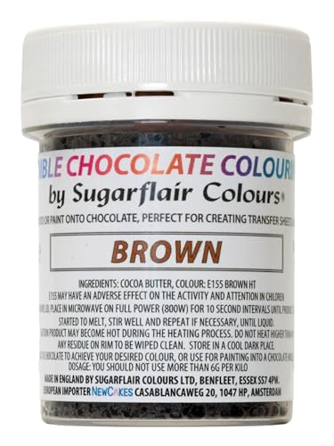 Sugarflair Brown Chocolate Colouring - Farbige Kakaobutter zum Färben von Schokolade oder zum direkten Bemalen von Schokolade, Transferblättern oder Formen - 35g von Sugarflair Colours