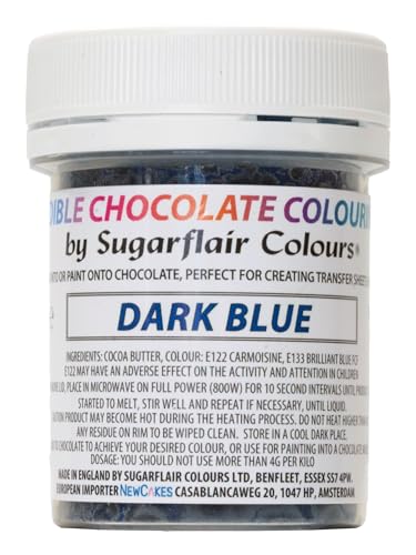 Sugarflair Chocolate Colour Lebensmittelfarbe für Schokolade Dark Blue - Gefärbte Bio Kakaobutter, Schokoladefarbe zum Einfärben von Schokolade, Pralinen - 35g von Sugarflair Colours