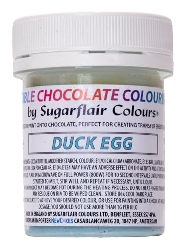 Sugarflair Chocolate Colour Lebensmittelfarbe für Schokolade Duck Egg - Gefärbte Bio Kakaobutter, Schokoladefarbe zum Einfärben von Schokolade, Pralinen - 35g von Sugarflair Colours