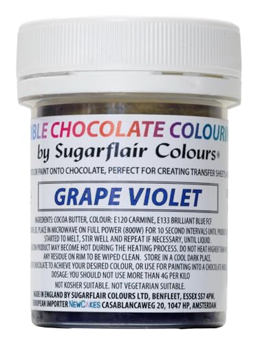 Sugarflair Grape Violet Schokoladenfarbe - Farbige Kakaobutter zum Färben von Schokolade oder zum direkten Malen auf Schokolade, Transferblätter oder Formen - 35g von Sugarflair Colours