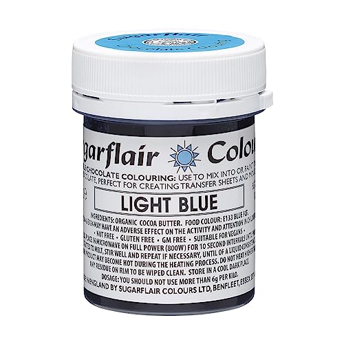 Sugarflair Light Blue Chocolate Colouring - Farbige Kakaobutter zum Färben von Schokolade oder zum direkten Malen auf Schokolade, Transferblätter oder Formen - 35g von Sugarflair Colours